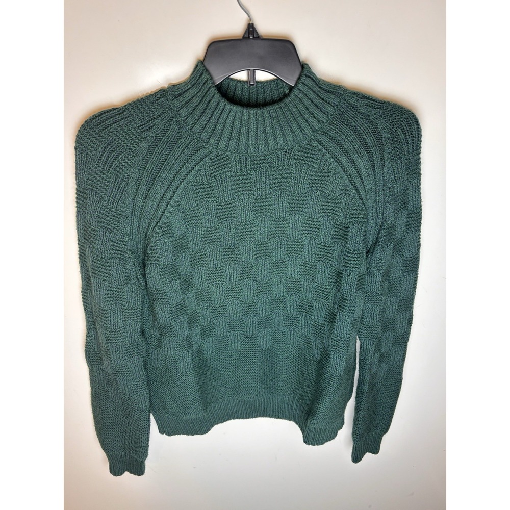 Prana Sweater Women's Large Green Sky Meadow Cable Knit Outdoor Athleisure